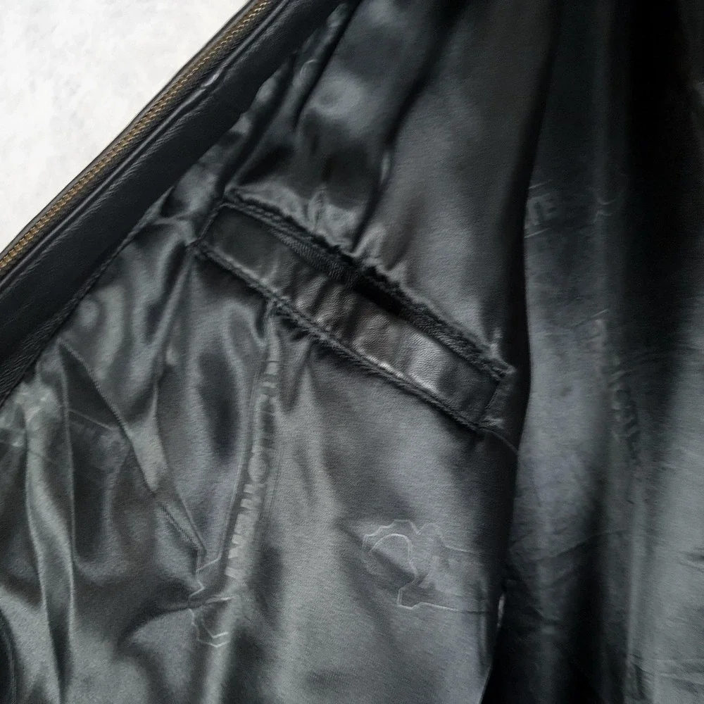 Hold'em Poker Jacket Mens 2XL Black Leather Full Zip Insulated Lined Motorcycle